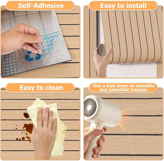 Arthome Peel and Stick Slat Wall Panels 15.7 "x240, Self-Adhesive PVC Wood - Image 6