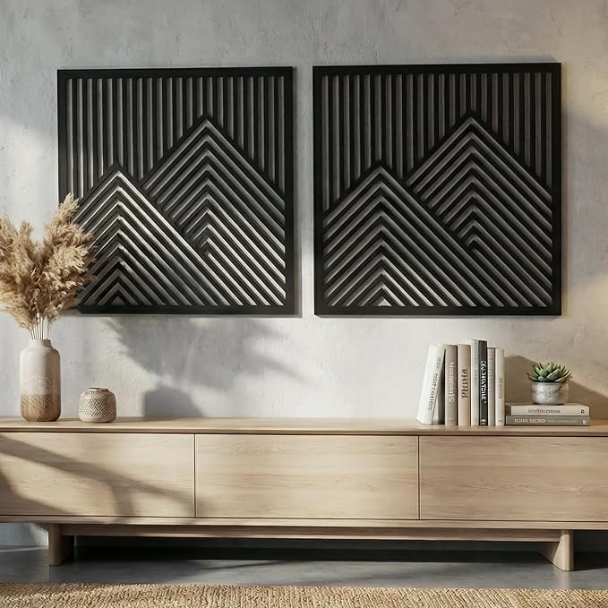 River's Edge Essentials Wood Mountain Wall Decor – Set of 2 Modern Wood Wall Art - Image 8