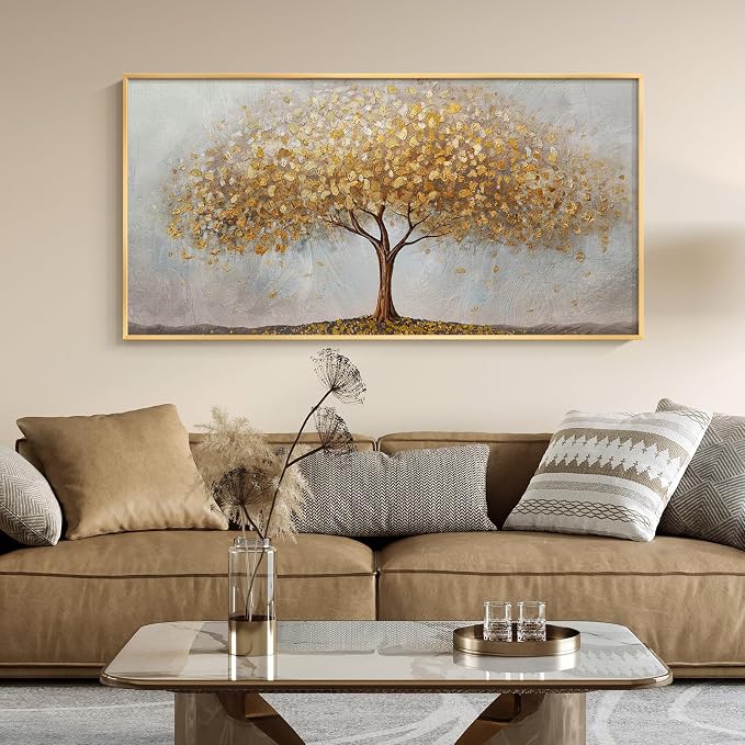 Large Framed Tree of Life Gold Wall Art, Large Canvas Prints Paintings Artwork - Image 4