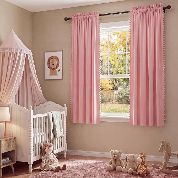 NICETOWN Blush Pink Short Velvet Curtains - Image 3