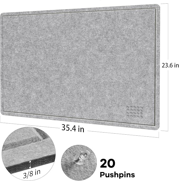 Lightomorrow Bulletin Board, 36 x 24 inches Felt Board - Image 3