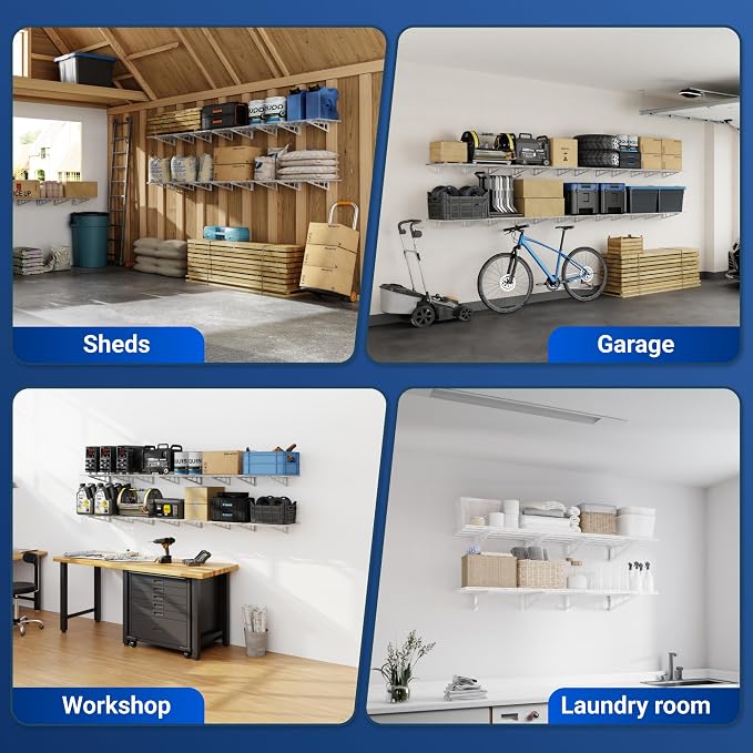 FLEXIMOUNTS 2-Pack 2x6ft Garage Shelving 24-inch-by-72-inch Heavy Duty Wall - Image 9