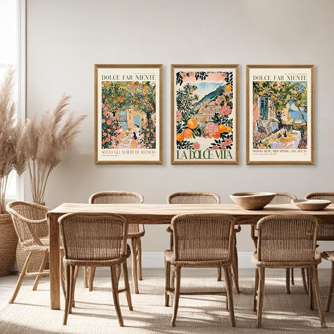 SYWENNOI 3 Pieces Wood Framed Italy Scenes Canvas Wall Art, Tuscan Wall Decor - Image 3