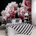Black Peony Pink Floral Living Room Fabric Wallpaper Bedroom Bathroom Dark by YIHWM-PurchaseNow
