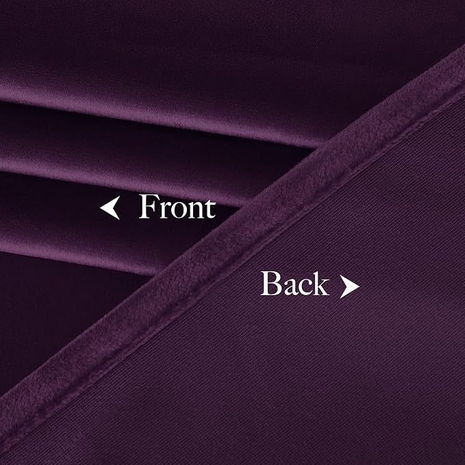 NICETOWN Purple Blackout Velvet Curtains 84 inch Long, Dark Purple - Image 9