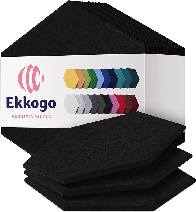 Acoustic Panels 12-Pack Soundproof Wall Panels 12"X10.4"X0.4" Sound Panels High by EkkogoAcousticPanels