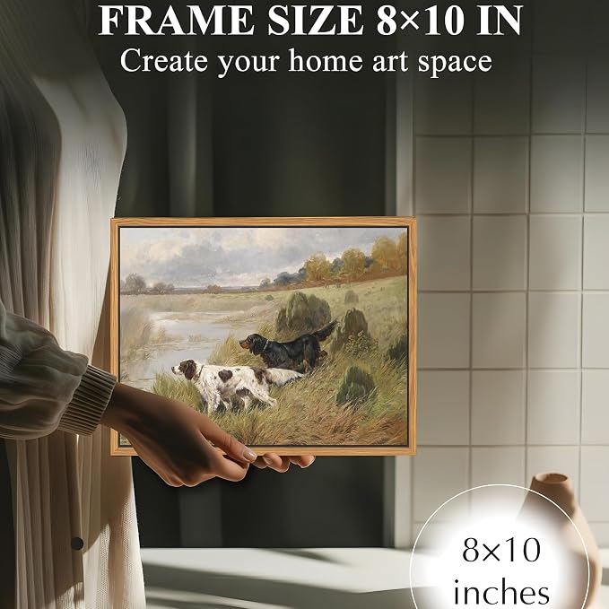 Floating Framed Vintage Hunting Dog Wall Art, Classic Countryside Landscape - Image 7
