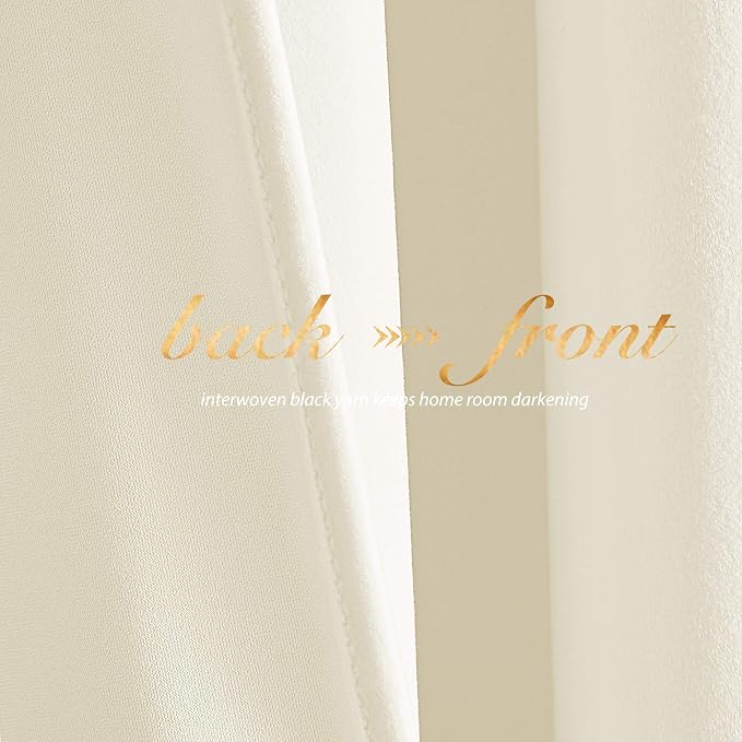 NICETOWN Thermal Insulated Ivory White Velvet Curtains 72 Inch Length, Heavy - Image 5