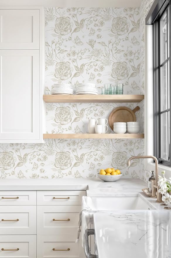 Yasinet Peel and Stick Wallpaper Boho Floral Wallpaper Vintage Floral Contact - Image 4