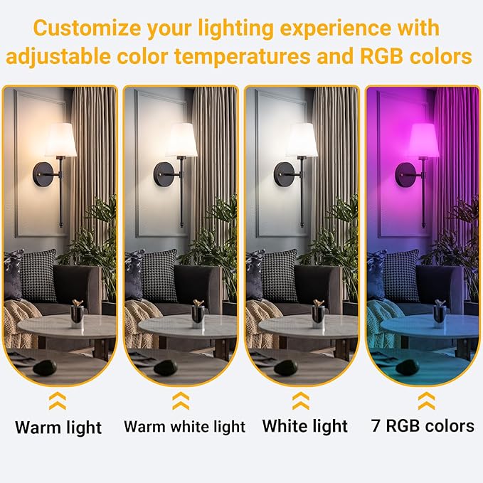 Vimhou Peel and Stick Wall Sconces, Stick On Wall Sconce Set of 2, Battery - Image 4