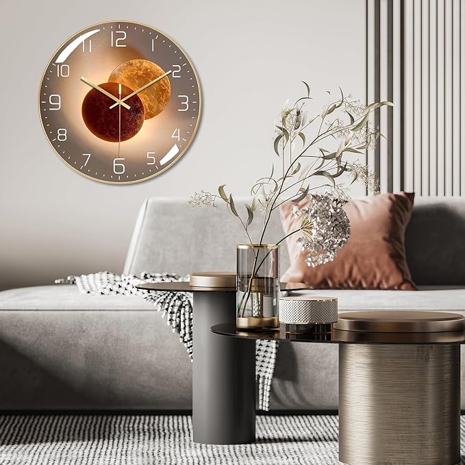 Ergocar Wall Clock, Art Deco Wall Clock, Non-Ticking Silent Modern Metal Wall - Image 2