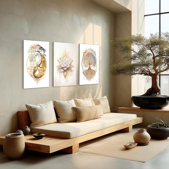 GELDSTEI Tree of Life Wall Art, Calming Zen Wall Decor, Abstract Yin Yang Tree - Image 3
