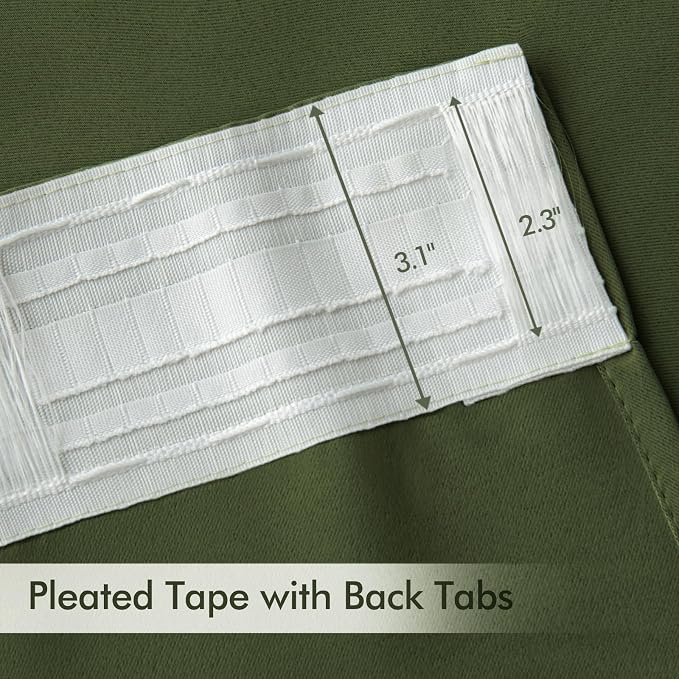 MIULEE Olive Green Back Tab Blackout Curtains 108 Inch Long 2 Panels Set - Image 4