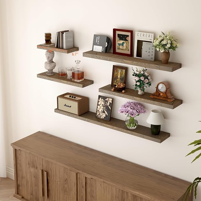 BGMG Wood Floating Shelves for wall 18 inch, Distressed Rustic Wooden Wall - Image 4