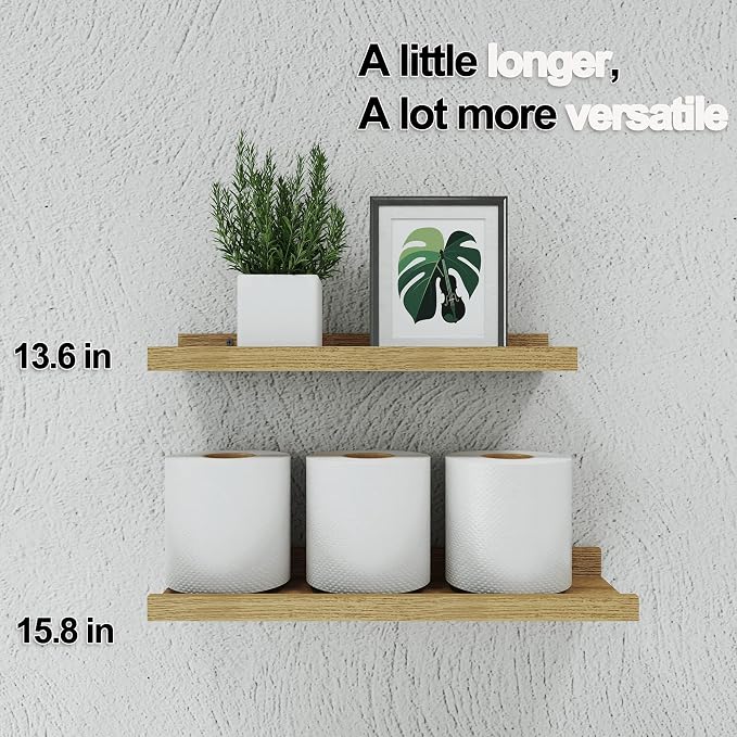 Floating Shelves for Wall Decor, Wall Mounted Wood Storage Shelf for Bedroom - Image 5