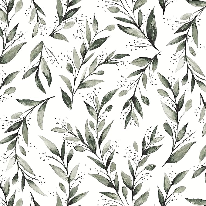 Livebor Olive Leaf Wallpaper Peel and Stick Leaf Contact Paper 17.7inch x by LiveborDirectWallpaper