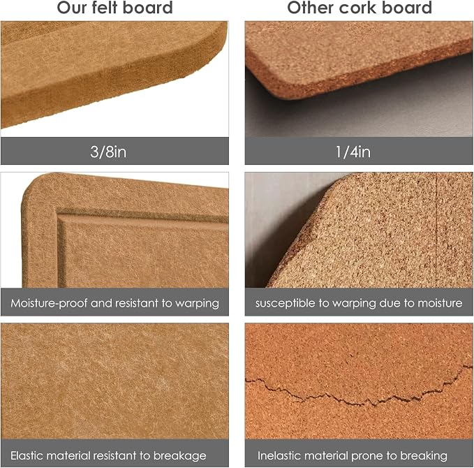 Bulletin Board, 24 x 18 inches Felt Board Decorative Pin Board, Cork Board - Image 4