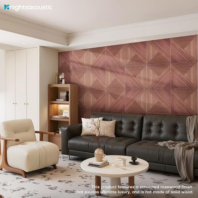 8Pack Acoustic Wall Panels, Wood-Pattern Art Sound Proof Foam Panels - Image 3