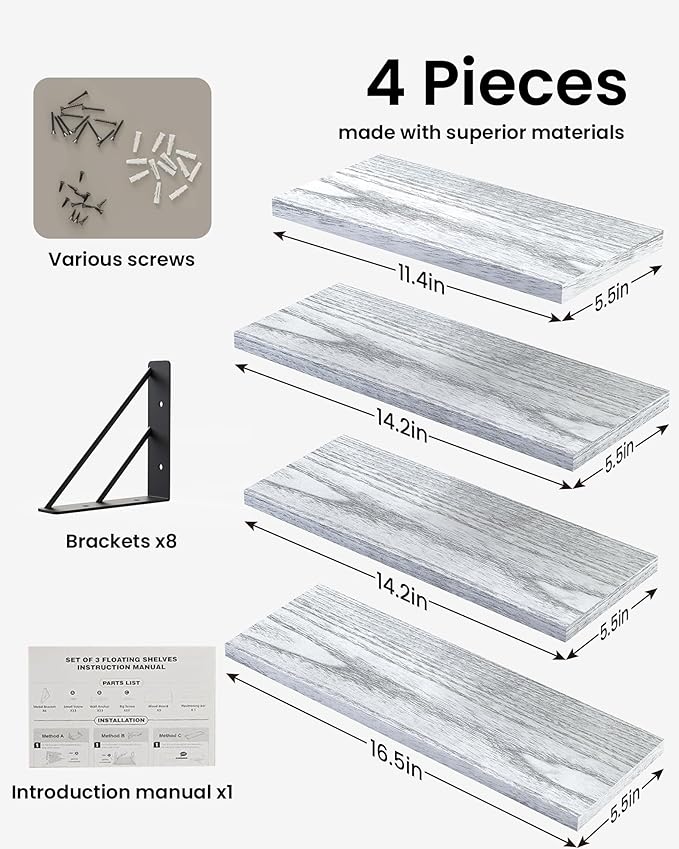 BAYKA Wall Shelves for Bedroom Decor, Floating Shelves for Living Room Kitchen - Image 6