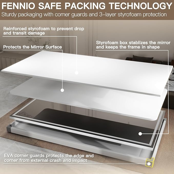 FENNIO Full Length Mirror with Lights, Free Standing Lighted Floor Mirror - Image 7