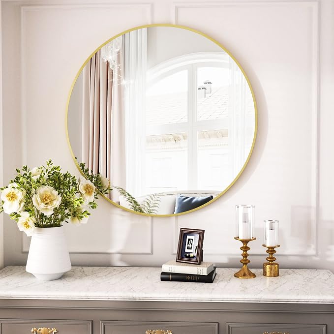 VooBang Round Mirror 19.6" Gold Wall Mounted Circle Mirrors Vanity Mirror - Image 5