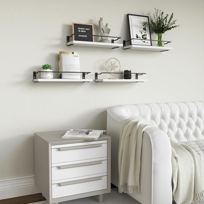 RICHER HOUSE White Bathroom Floating Wall Shelf Set of 4, Small Organizer Over - Image 7