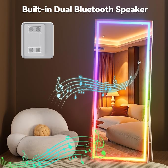 Hasipu 79"x31" LED RGB Bluetooth Full Length Mirror - Image 9