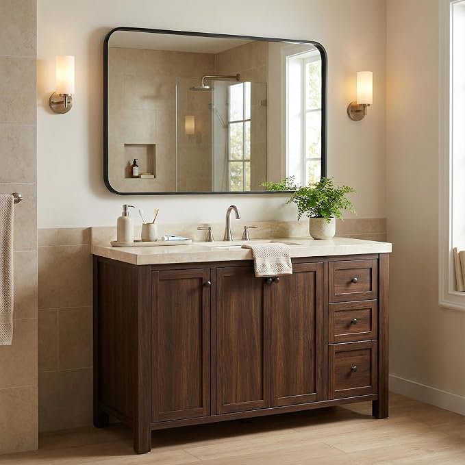 2-Pack 22x30 Inch Matte Black Bathroom Vanity Mirrors | Flush Mount Deep Set - Image 8