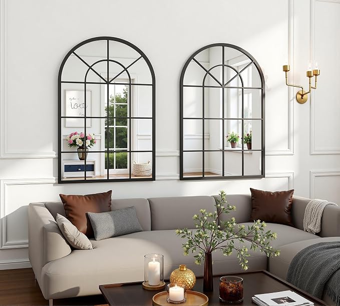 Arch Wall Mirror Mounted Decorative, Arched Window Pane Mirror - Image 4