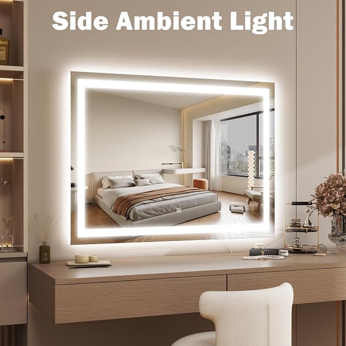 ROLOVE 38"x28" Inch Large Lighted Vanity Mirror, 3-Color Lighting & Dimmable - Image 6