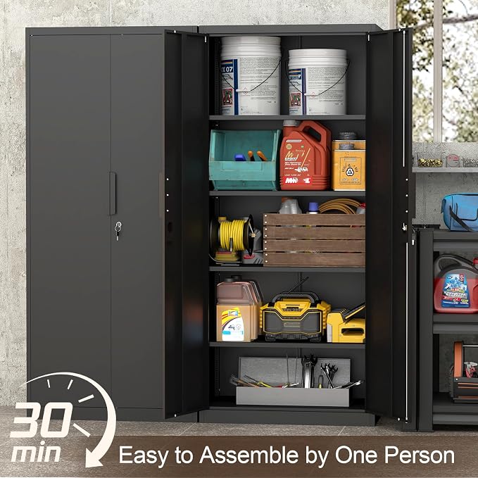 GREATMEET Metal Garage Storage Cabinets, Utility Cabinet - Image 4