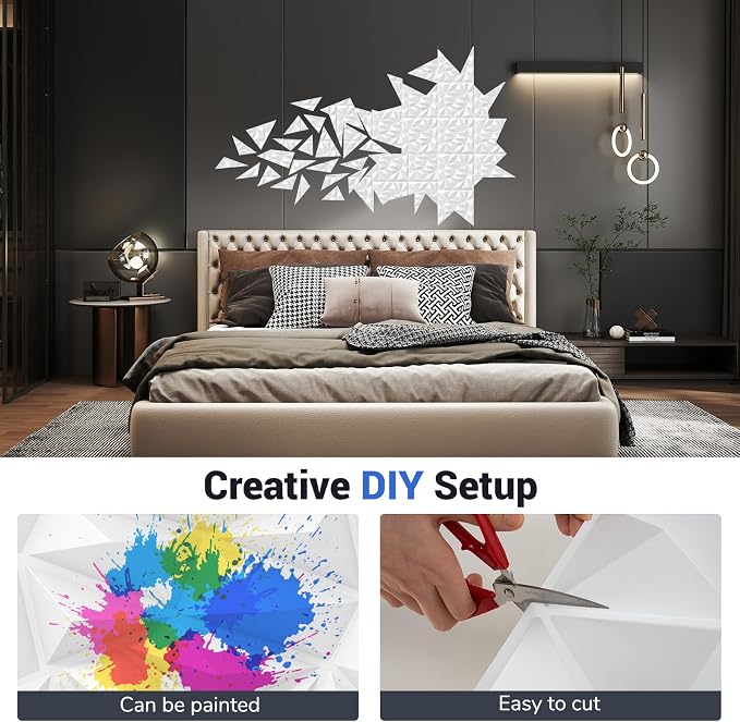 Giantex 40 Pack 3D Wall Panels, Lightweight Waterproof, DIY Cut & Paint - Image 7