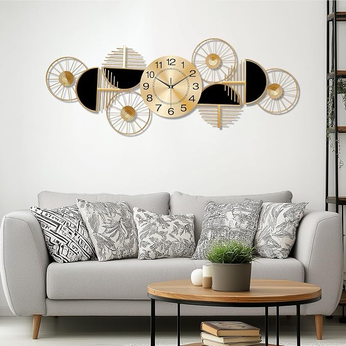 Large Wall Clock, Modern Silent Non-Ticking Metal Wall Art Wall Clocks Battery - Image 4