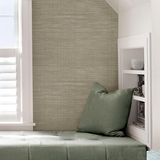 NuWallpaper Neutral Grasscloth Peel and Stick Wallpaper, Textured Removable - Image 7