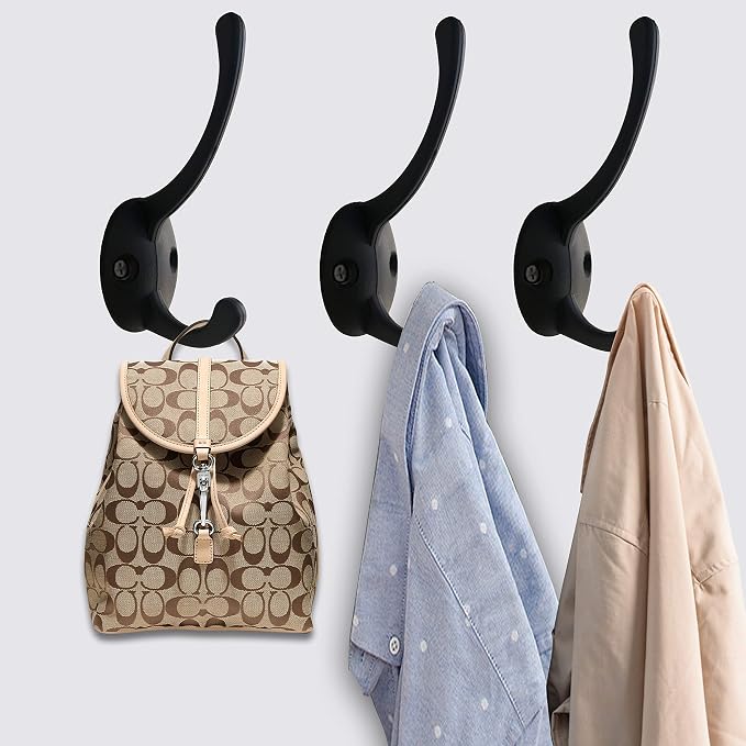 IBosins 12 Pack Black Coat Hooks Wall Mounted - Image 6