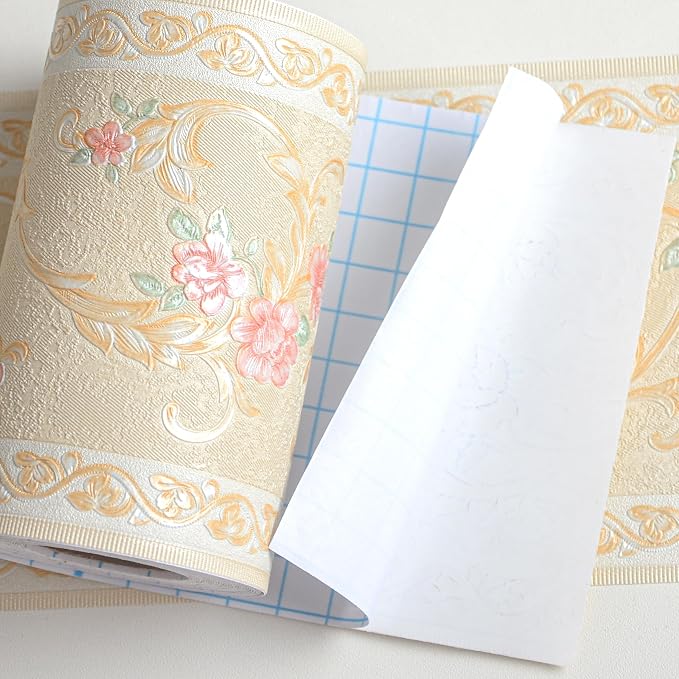 AbaBoorty Yellow Floral Wallpaper Border Decor 196"X4.1" Peel and Stick Wall - Image 8