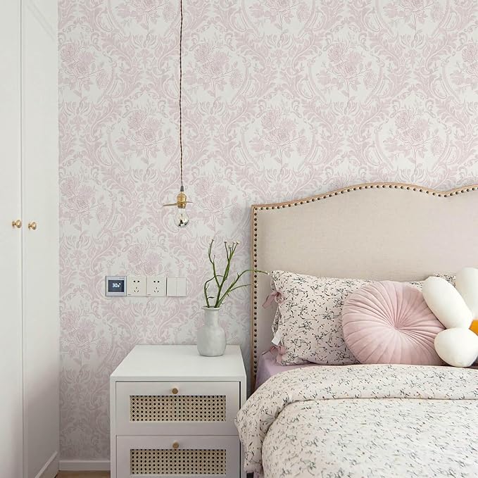 Ismoon Floral Peel and Stick Wallpaper Pink Contact Paper Boho Watercolor - Image 3