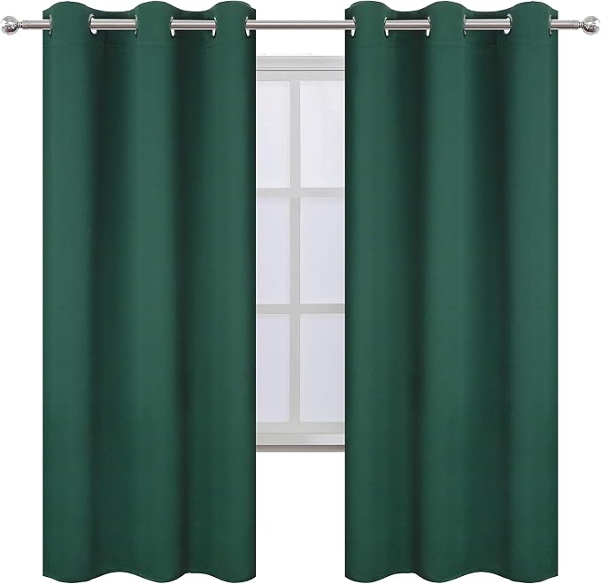 LEMOMO Dark Green Thermal Blackout Curtains/42 x 72 Inch/Set of 2 Panels Room - Image 2