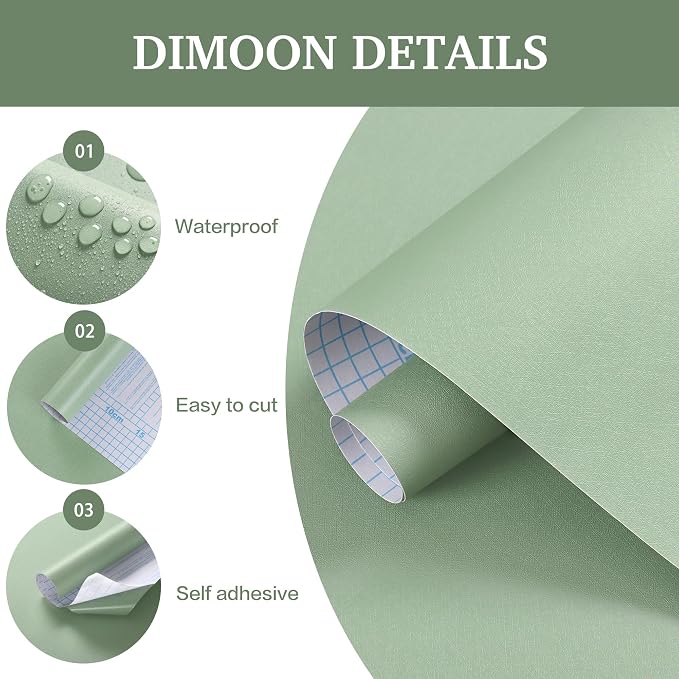 Dimoon 17.3''x78.7''Peel and Stick Wallpaper Light Green Contact Paper - Image 4