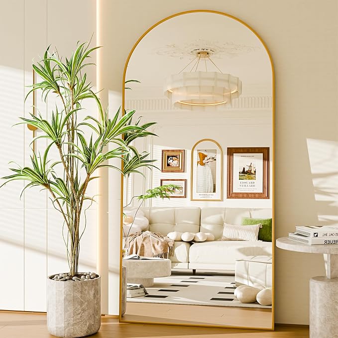 76"x34" Floor Mirror Full Length, Arched Full Length Mirror by Unknown