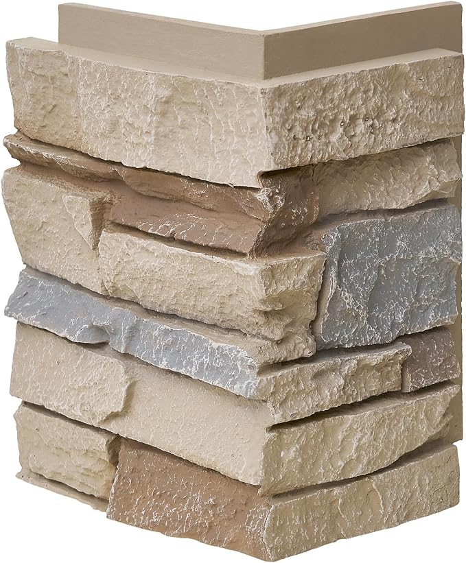 1.77 Inch Deep 3D Faux Stone Corner Panels Matching 2 Piece Set - Image 2