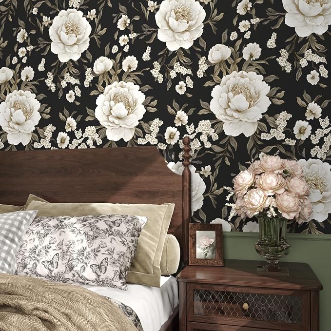 Laatse Boho Wallpaper Peel and Stick Dark Floral Wallpaper - Image 3