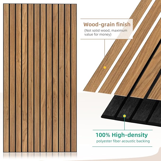 Wood Veneer Sound Panels, 10 Pack 47.2”x23.6” Wall Panels, Decorative Acoustic - Image 3