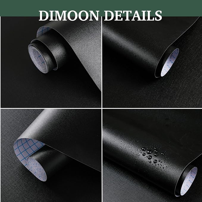 Dimoon 236''x17.7'' Black Peel and Stick Wallpaper Contact Paper Modern Self - Image 2