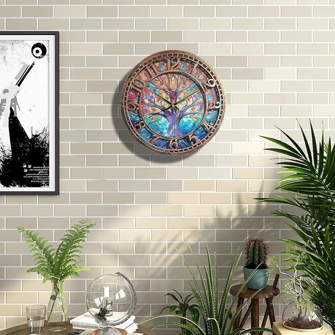 WANGIRO Tree of Life Wall Clock 12inch Silent Movement Non-Ticking Clock - Image 2