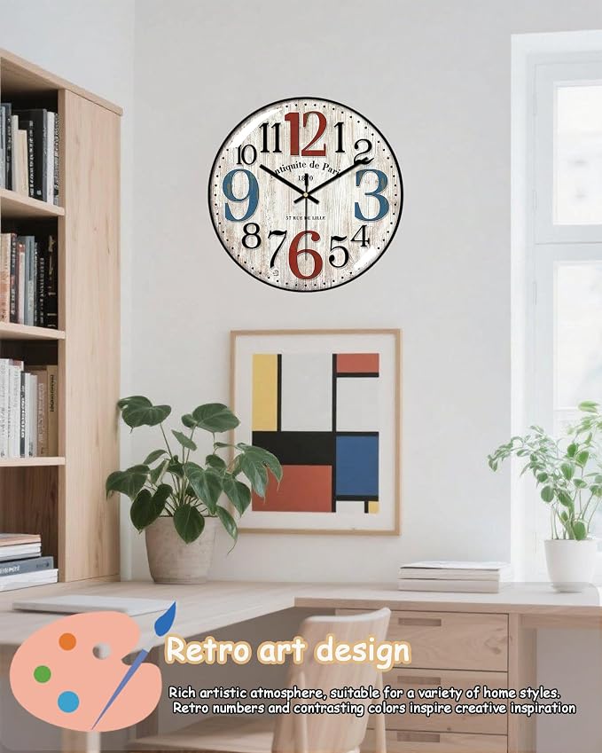 Decorative Wall Clocks Batterys Operated, Retro Wall Clock - Image 4