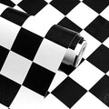 Modern Peel and Stick Wallpaper Black and White Mosaic Checkered Contact Paper by OSECAGE