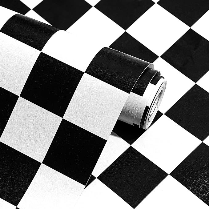 Modern Peel and Stick Wallpaper Black and White Mosaic Checkered Contact Paper by OSECAGE