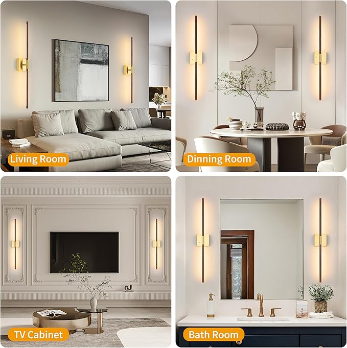 Morauroral 30″ Walnut Battery Operated Wall Sconces - Image 7
