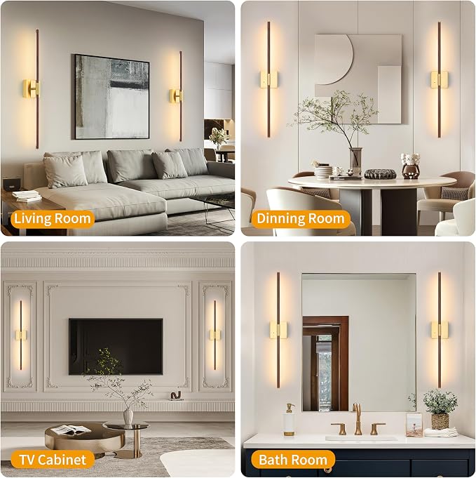 Morauroral 36 Inch Battery Operated Wall Sconces Set of 2, Dimmable Battery - Image 5